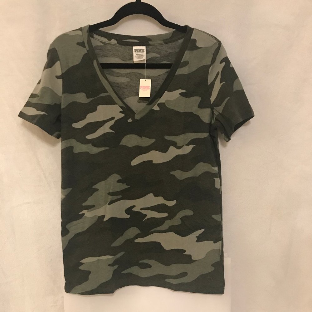 Victoria's Secret PINK Camo V-neck Shirt